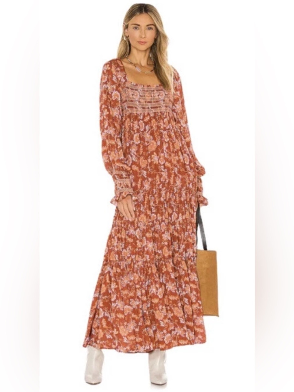Free People Sweet Escape
Smocked Floral Maxi Peasant Dress, Sz XS